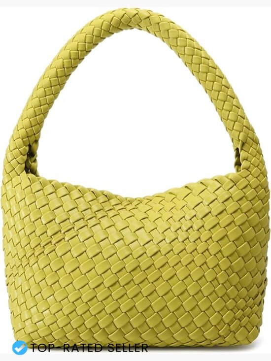 Handbags - Woven Vegan Leather Hobo Bag Mini Cute Tote Shoulder Purse Lightweight Daily